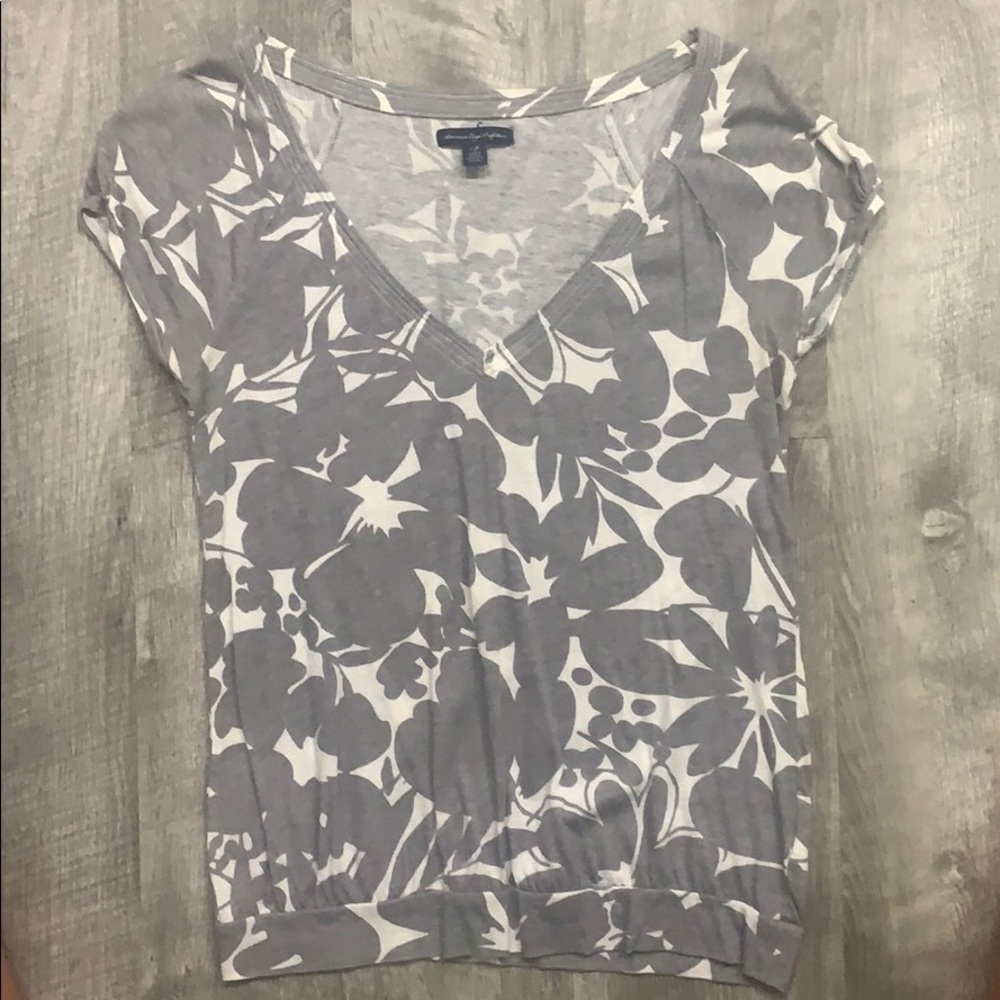 American Eagles Gray and White top